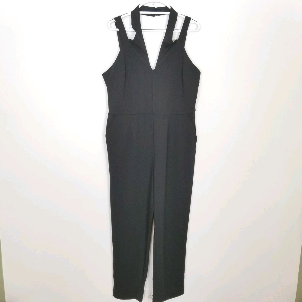 Bold Elements Women Crepe Jumpsuit Sz‎ XL Cropped Black Sleeveless Party Event